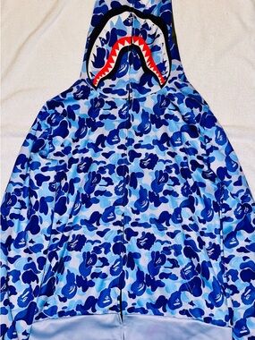 Bape Blue Shark Camo Zip Hoodie